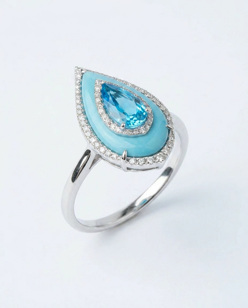 Aqua Teardrop Ring